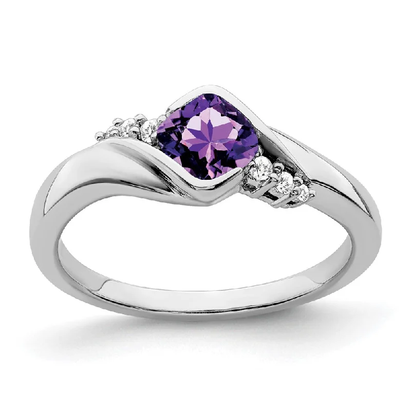 Ruby Gemstone Rings with Diamond Accents10k White Gold Amethyst and Diamond Ring