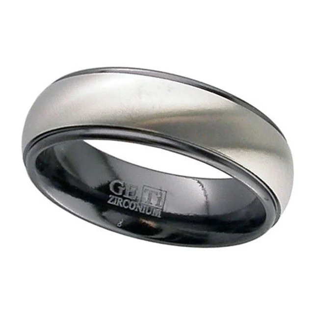 Two - Tone Wedding Bands in Gold and PlatinumRelieved Black Zirconium Ring - 4005RB