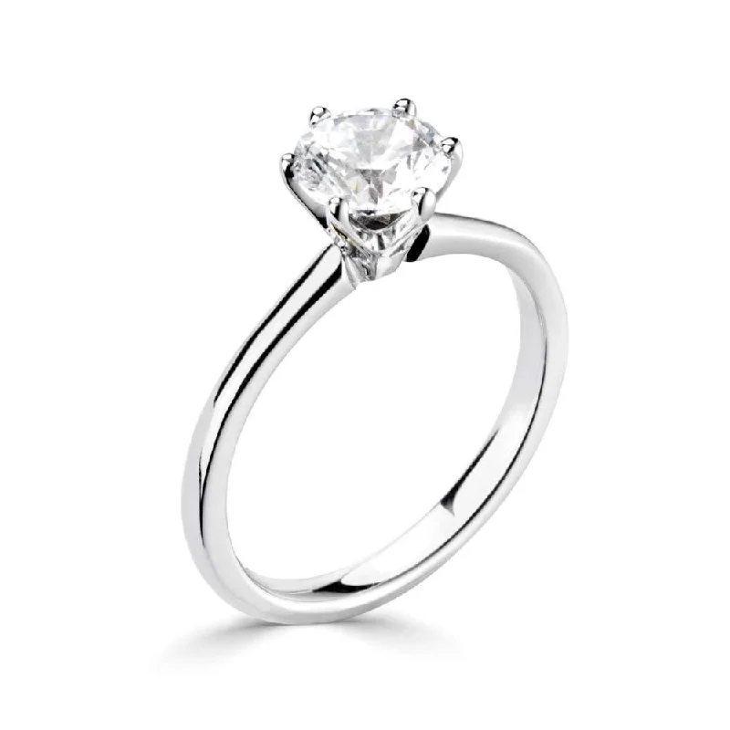 Solitaire Diamond Rings in Platinum SettingsThe Daffodil Platinum Round Brilliant Cut Diamond Solitaire Engagement Ring