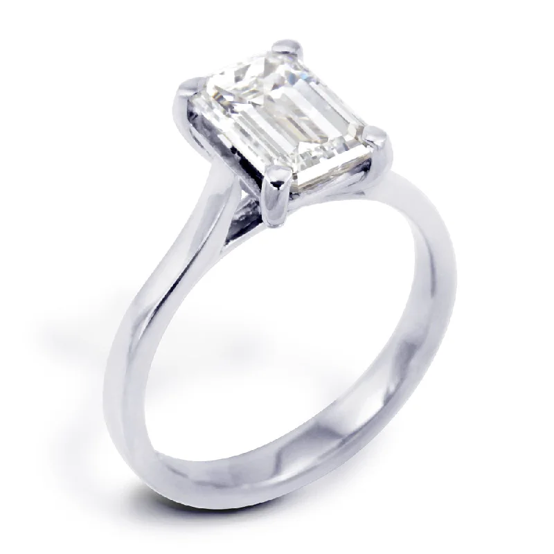 Vintage - Inspired Diamond Rings with Filigree WorkThe Hazel Platinum Emerald Cut Diamond Solitaire Engagement Ring