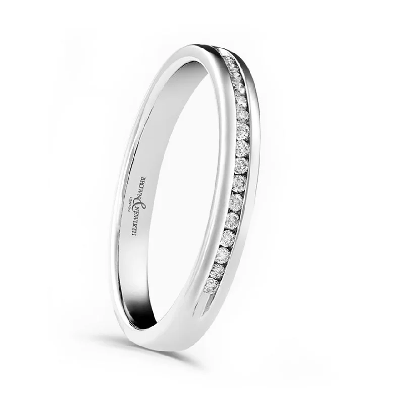 Custom - Engraved Wedding Bands with a Special MessagePlatinum 0.07ct Round Brilliant Cut Diamond Channel Set Half Eternity Ring