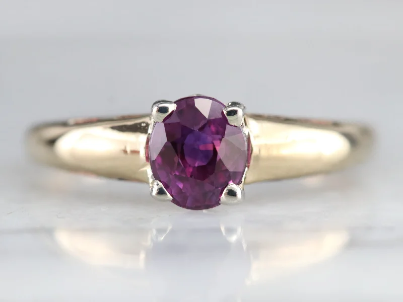 Mixed Metal Pink Sapphire Solitaire Ring