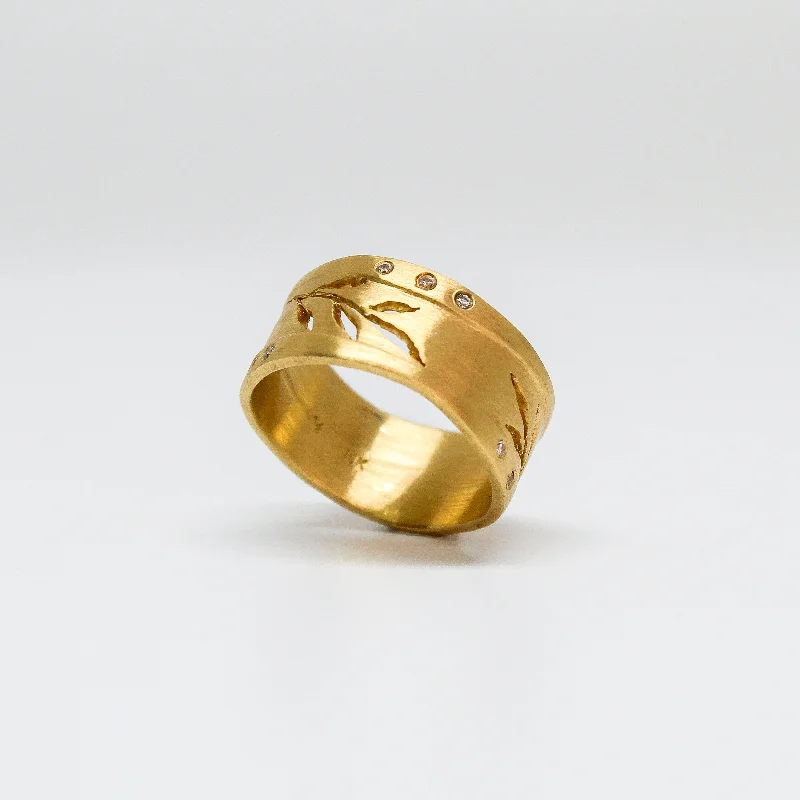 Matching Wedding Bands for a Coordinated LookNEW! Forest Leaf Cutout Ring in 18k Gold by Yasuko Azuma