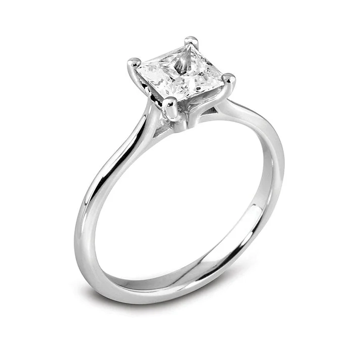 Three - Stone Diamond Rings with Princess - Cut DiamondsThe Jasmine Platinum Princess Cut Diamond Solitaire Engagement Ring