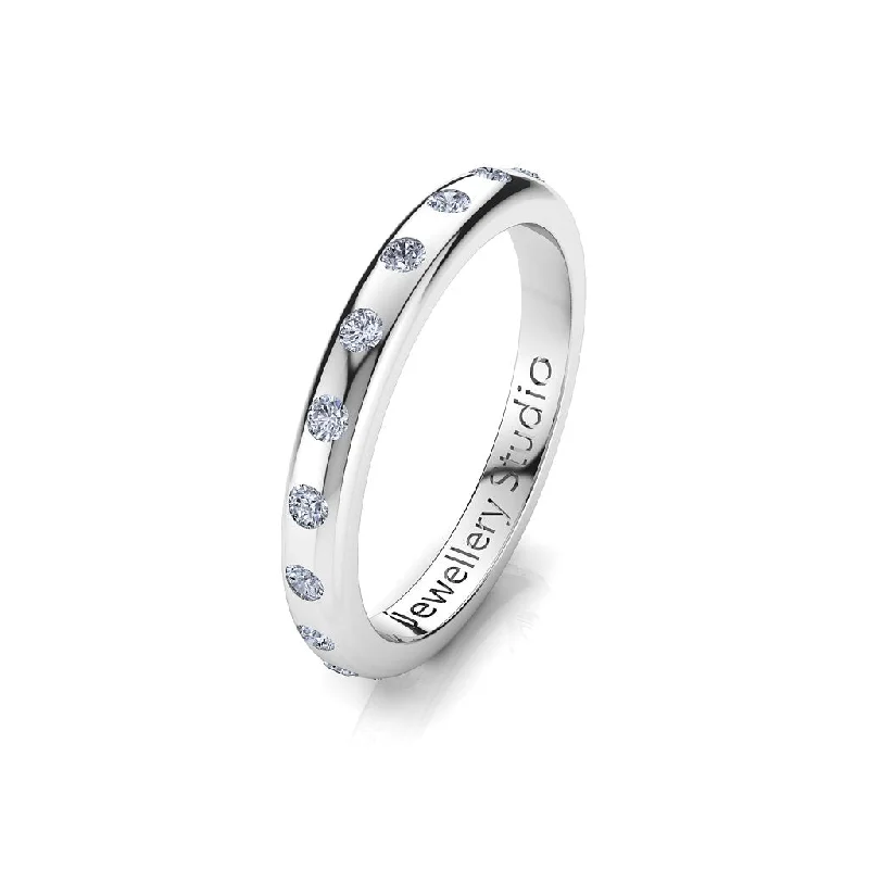 Comfort - Fit Wedding Bands for All - Day WearLadies Eternity Ring with 0.50ct of Hammer Set Diamonds