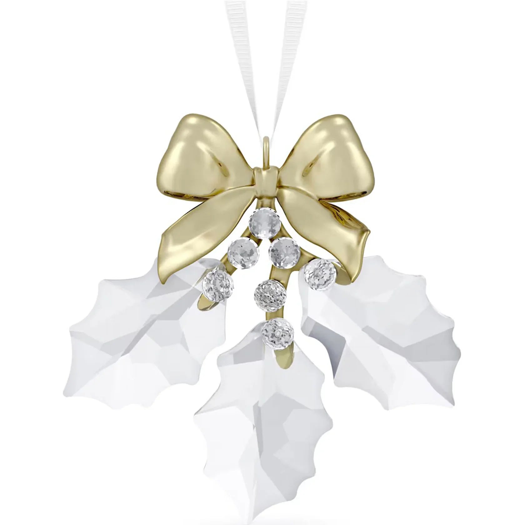 Two - Tone Wedding Bands in Gold and PlatinumSwarovski 2024 Holiday Magic Holly Leaves Ornament