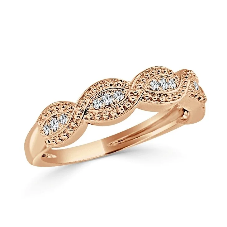 Halo - Style Diamond Rings with Smaller Accent DiamondsDiamond Twist Ring 14k Gold 1/10ct TDW by Joelle Jewelry