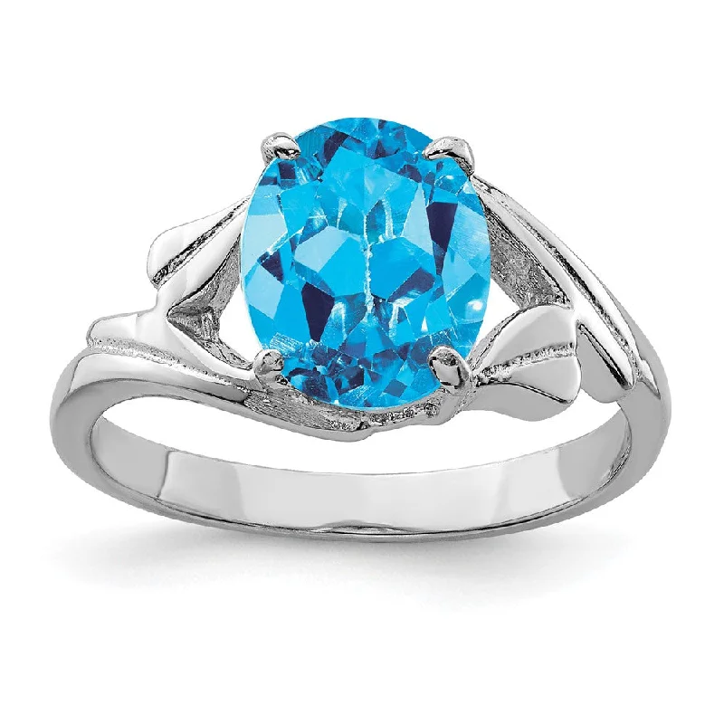 Emerald Gemstone Rings with Filigree - Bordered SettingsSterling Silver Rhodium Blue Topaz Ring