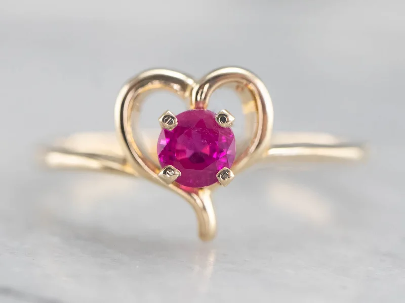 Sweetheart Gold Ruby Ring