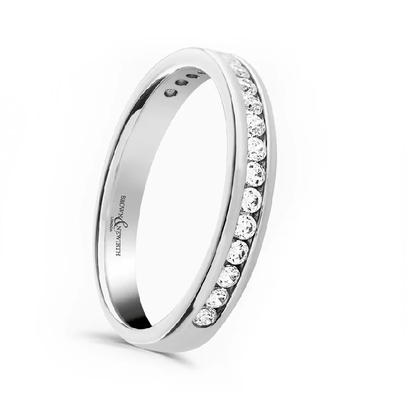 Comfort - Fit Wedding Bands for All - Day WearPlatinum 0.30ct Round Brilliant Cut Diamond Channel Set Half Eternity Ring