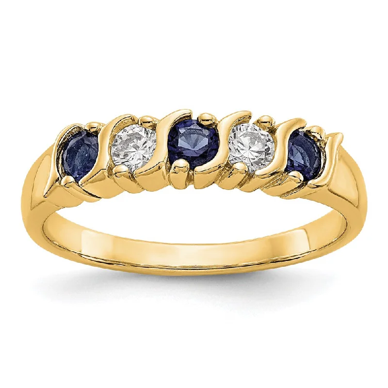 Emerald Gemstone Rings with Filigree - Bordered Settings14k Yellow Gold 1/5 carat Diamond and Blue Sapphire Complete Band