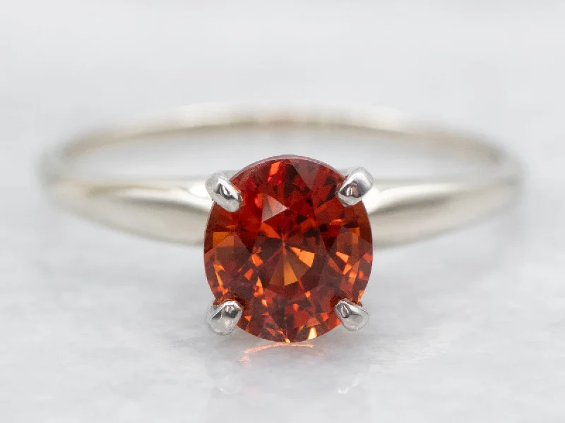 Multi - Gemstone Rings with a Rainbow of ColorsHessonite Garnet Solitaire in White Gold