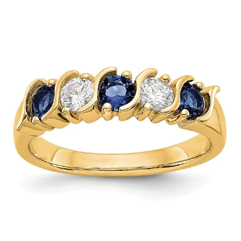 Ruby Gemstone Rings with Diamond Accents14k Yellow Gold 1/3 carat Diamond and Blue Sapphire Complete Band