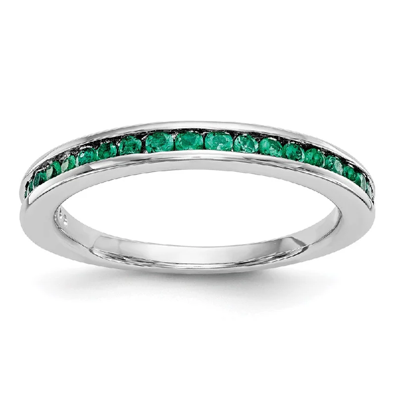 Multi - Gemstone Rings with a Rainbow of Colors10K White Gold Emerald Band