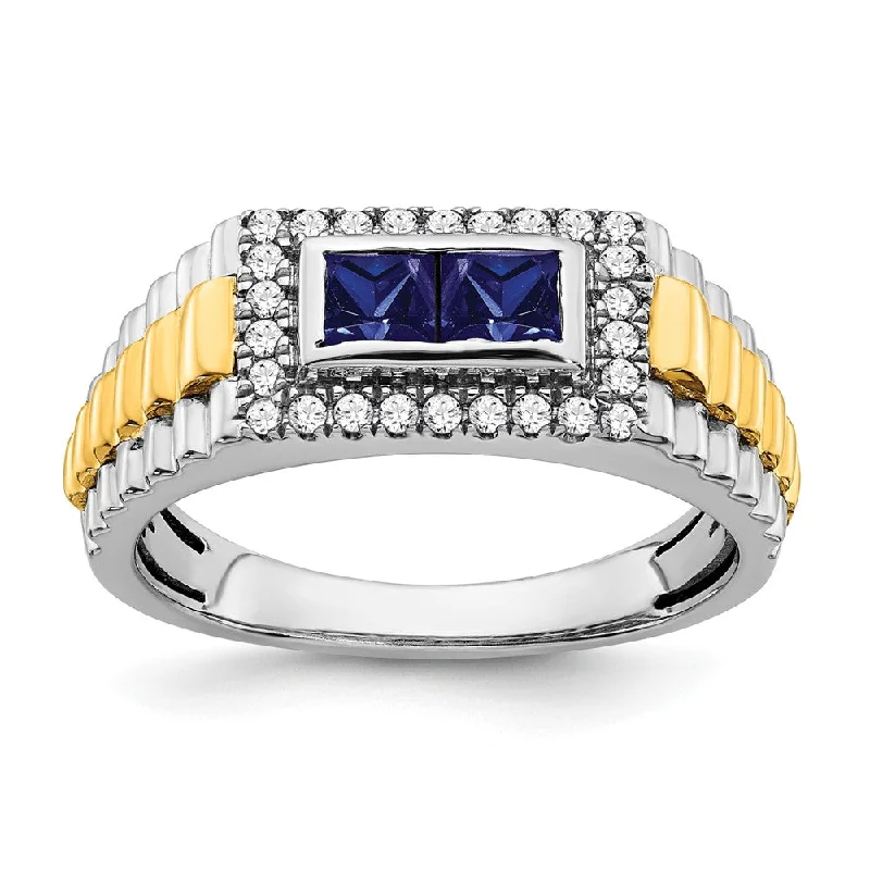 Ruby Gemstone Rings with Diamond Accents14K Two-tone Gold  Sapphire and Diamond Mens Ring