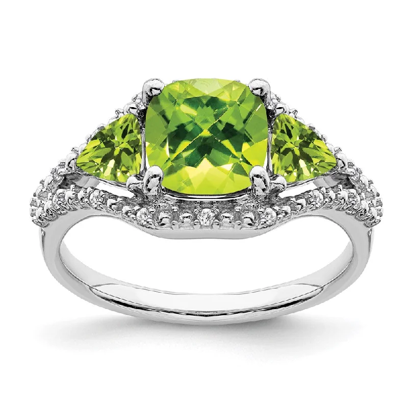 Multi - Gemstone Rings with a Rainbow of Colors14k White Gold Peridot and Diamond Ring