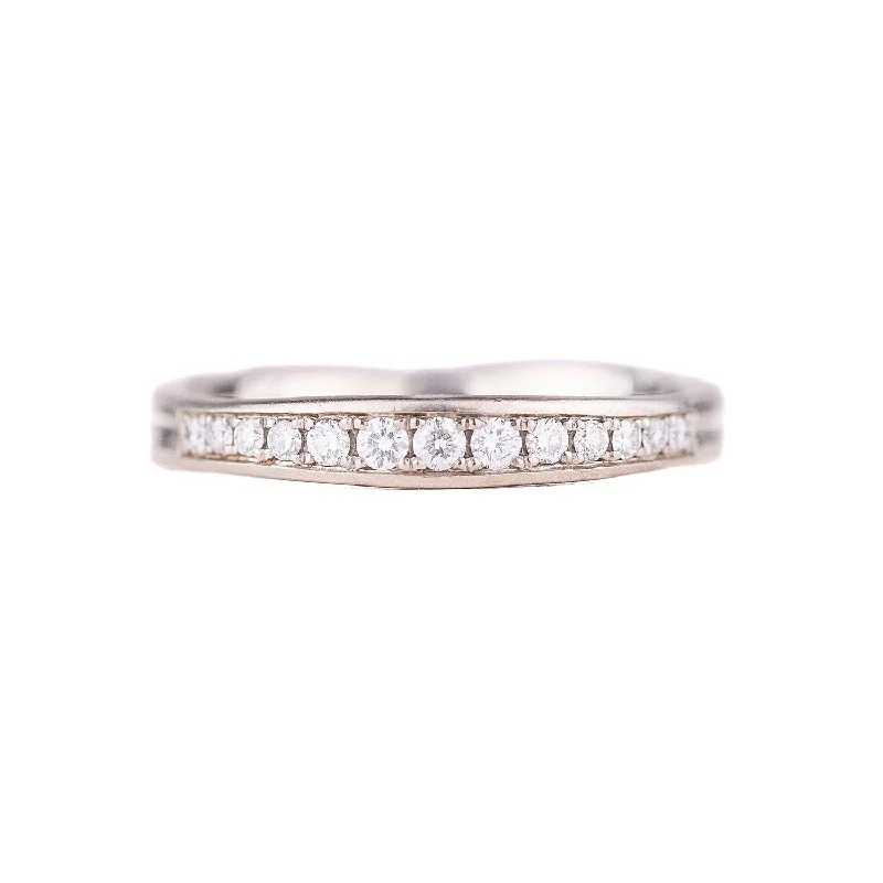 Comfort - Fit Wedding Bands for All - Day Wear14k White Gold Band with Diamonds by Matsu