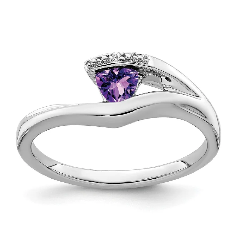 Sapphire Gemstone Rings in a Cathedral Setting14k White Gold Trillion Amethyst and Diamond Ring