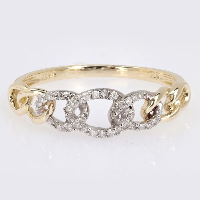 Three - Stone Diamond Rings with Princess - Cut DiamondsMiadora 1/10ct TDW Diamond Stackable Curb Link Ring in 10k Yellow Gold