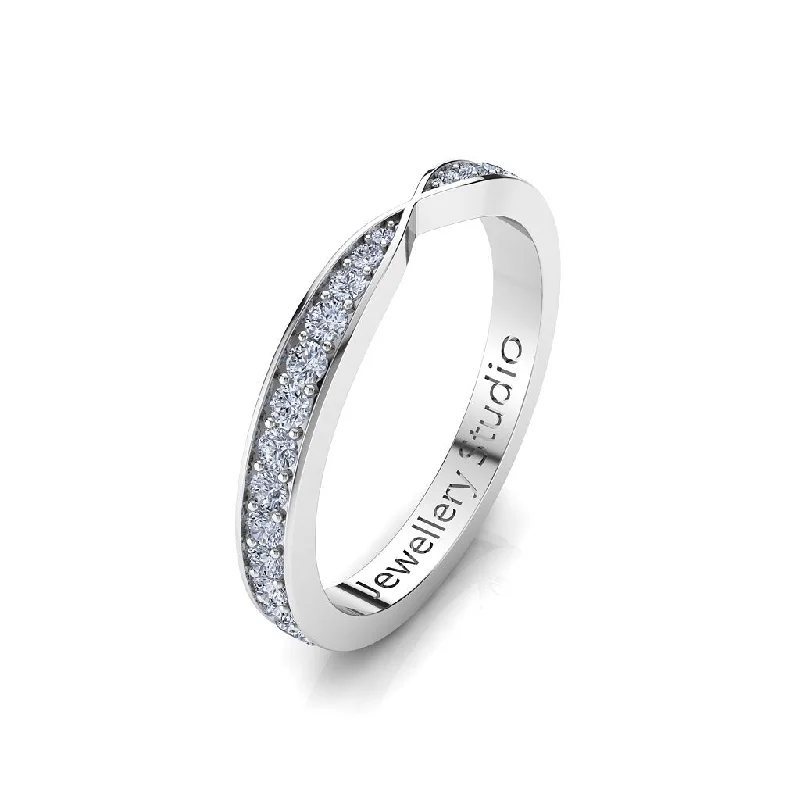 Two - Tone Wedding Bands in Gold and PlatinumLadies Pinch Eternity Ring with 0.85ct of Pave Diamonds