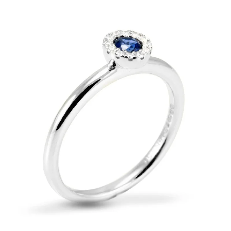 Custom - Designed Diamond Rings to Reflect Your Personality18ct White Gold 0.19ct Sapphire And 0.07ct Diamond Halo Ring