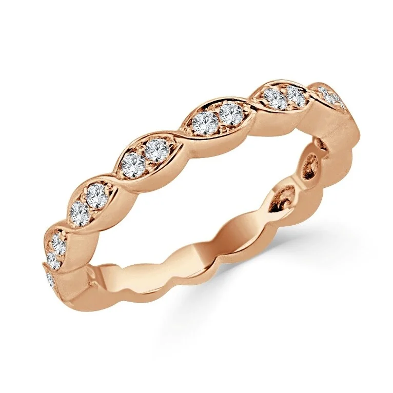 Solitaire Diamond Rings in Platinum SettingsJoelle Diamond Band 14k Rose Gold 1/3 ct TDW 3/4 Way Around Band