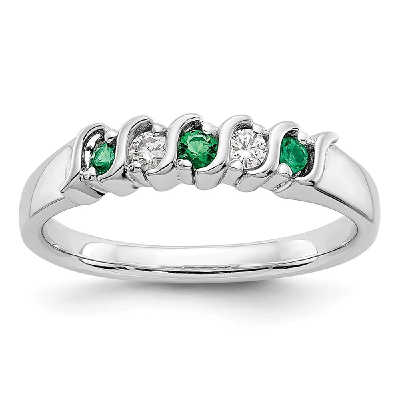 Multi - Gemstone Rings with a Rainbow of Colors10k White Gold Diamond w/Emerald Band