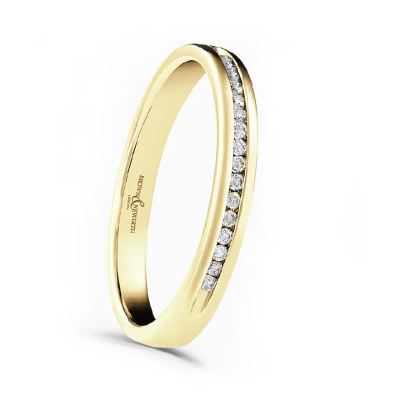 Wedding Bands with Micro - Pave Diamond Accents18ct Yellow Gold 0.07ct Round Brilliant Cut Diamond Channel Set Half Eternity Ring