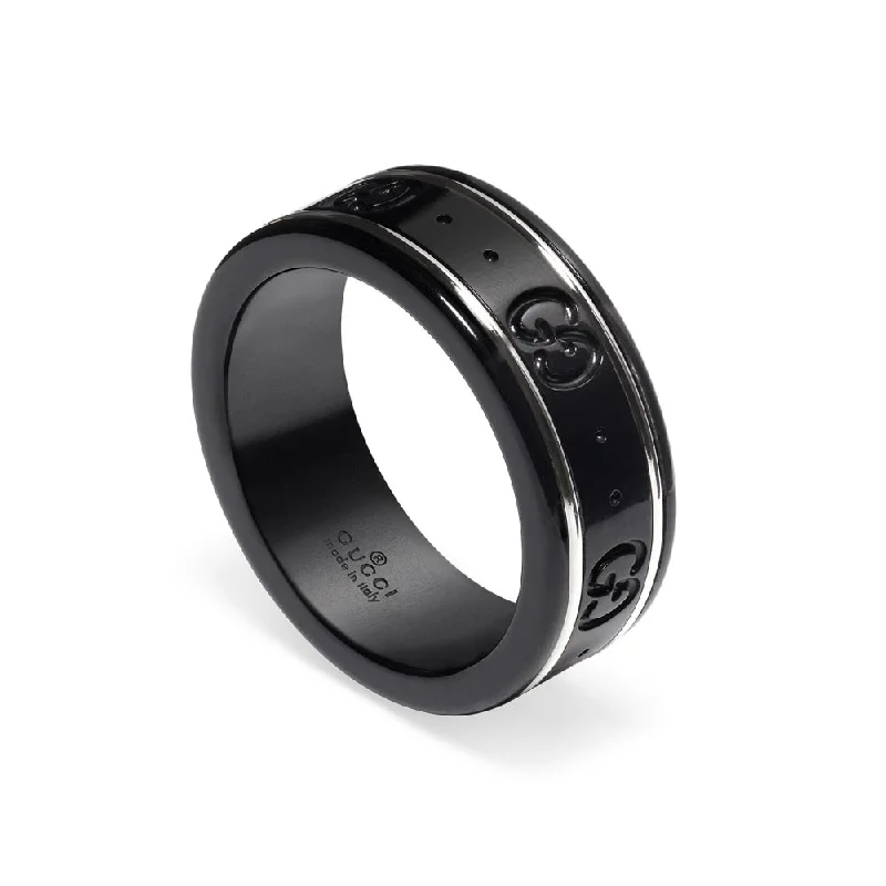 Comfort - Fit Wedding Bands for All - Day WearGucci Icon 18ct White Gold And Black Corundum Ring YBC225985001