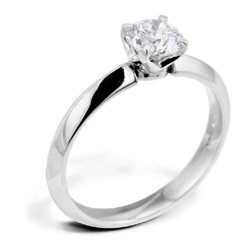 Solitaire Diamond Rings in Platinum SettingsThe Fern Platinum Round Brilliant Cut Diamond Solitaire Engagement Ring