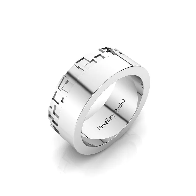 Custom - Engraved Wedding Bands with a Special MessageBrick Work Edge Men's Wedding Band