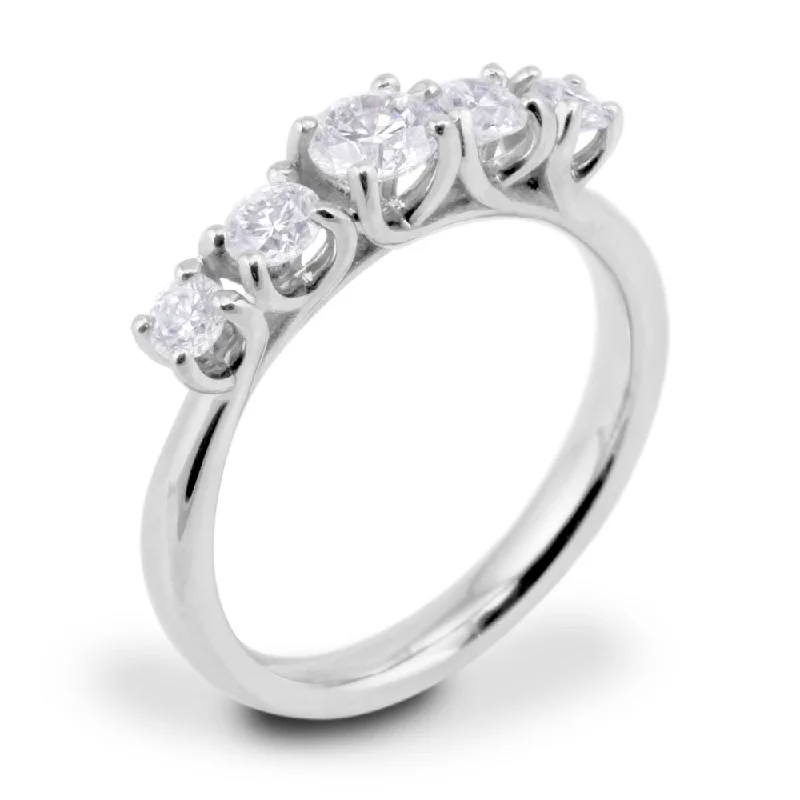 Matching Wedding Bands for a Coordinated LookPlatinum 0.75ct Round Brilliant Cut Diamond Five Stone Eternity Ring