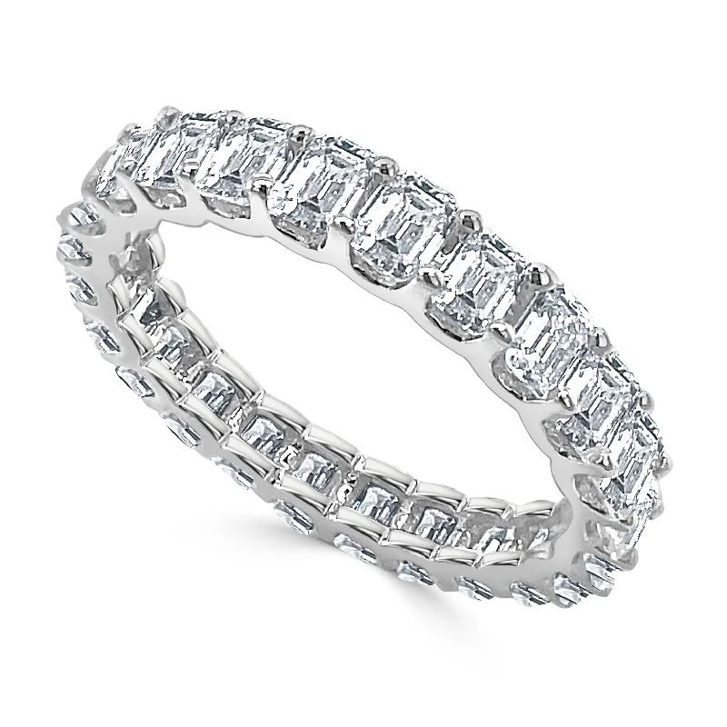 Halo - Style Diamond Rings with Smaller Accent DiamondsJoelle Emerald Cut 3ct Diamond Eternity Band Ring for Her - 14K White Gold Szie 6.5