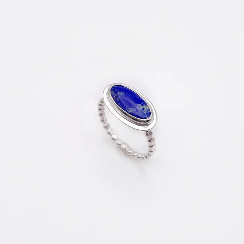 Amethyst Gemstone Rings in a Vintage - Style SettingLapis Lazuli Horizontal Oval Ring No. 02 | Size 8