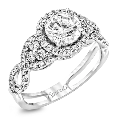 Halo - Style Diamond Rings with Smaller Accent DiamondsEngagement Ring in 18k Gold with Diamonds