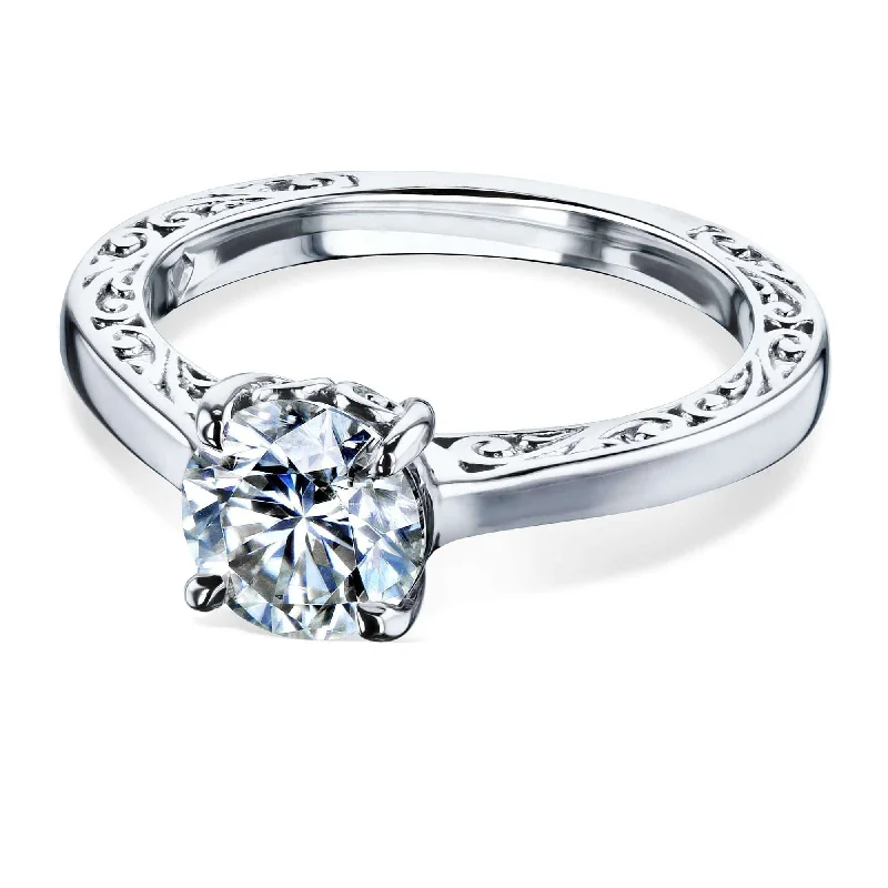 1ct Forever One Moissanite Solitaire Filigree Ring