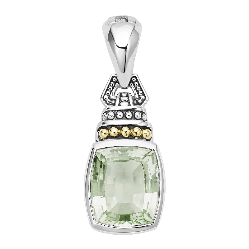 Sapphire Gemstone Rings in a Cathedral SettingCaviar Color Prasiolite Pendant