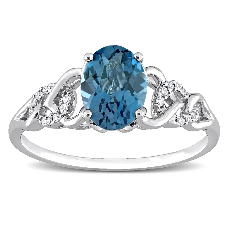 Solitaire Diamond Rings in Platinum SettingsMiadora Oval London Blue Topaz and Diamond Accent Link Engagement Ring in 10k White Gold