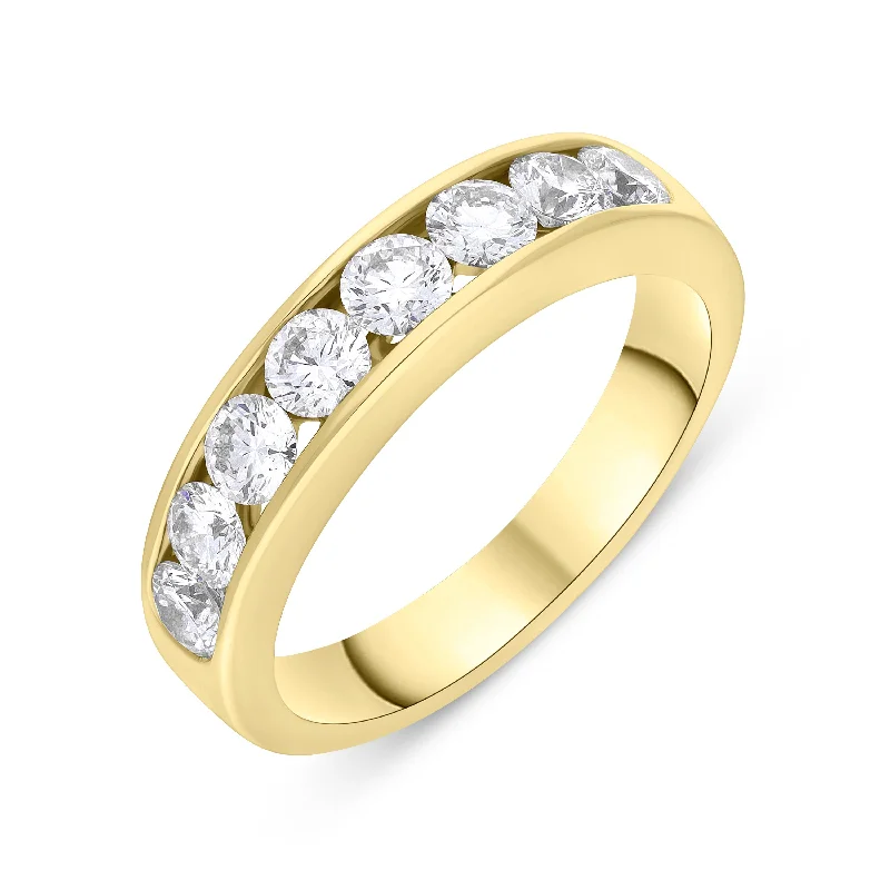 Wedding Bands with Micro - Pave Diamond Accents18ct Yellow Gold 1.14ct Diamond Eight Stone Channel Set Half Eternity Ring