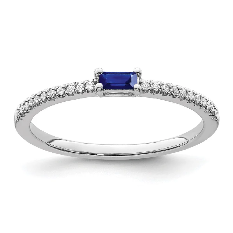 Sapphire Gemstone Rings in a Cathedral Setting14k White Gold Polished Sapphire and Diamond Ring