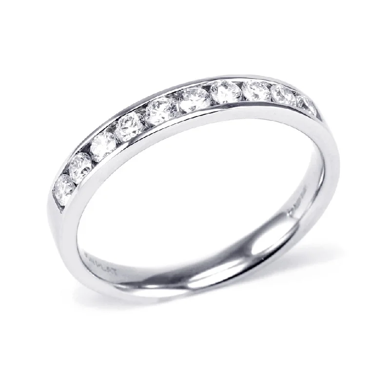 Two - Tone Wedding Bands in Gold and PlatinumPlatinum 0.75ct Diamond Half Eternity Ring