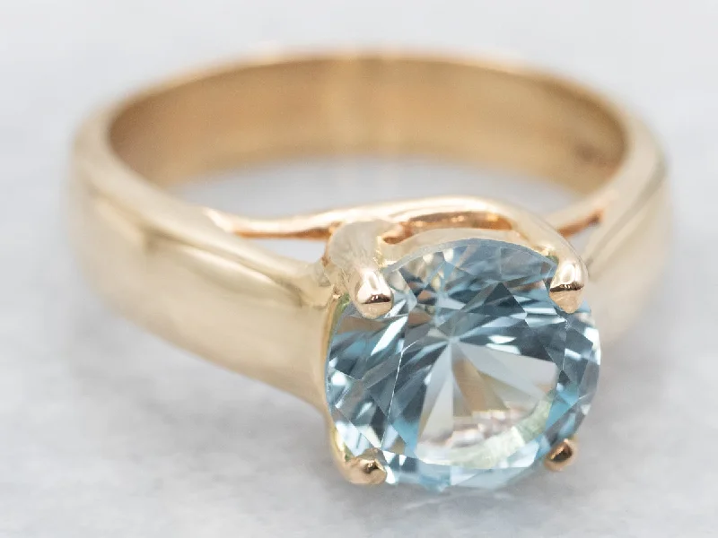 Sapphire Gemstone Rings in a Cathedral SettingStunning Blue Topaz Solitaire Ring