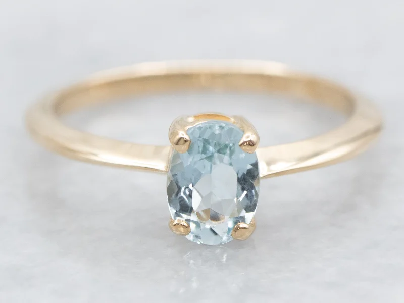 Multi - Gemstone Rings with a Rainbow of ColorsSimple Oval-Cut Aquamarine Solitaire Ring