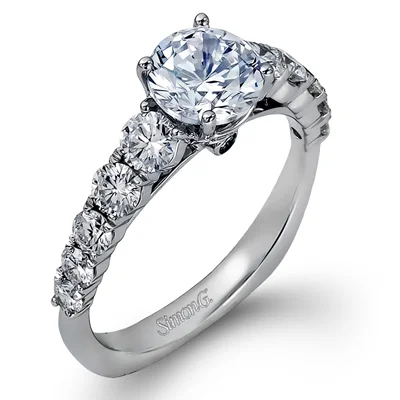 Halo - Style Diamond Rings with Smaller Accent DiamondsEngagement Ring in 18k Gold with Diamonds