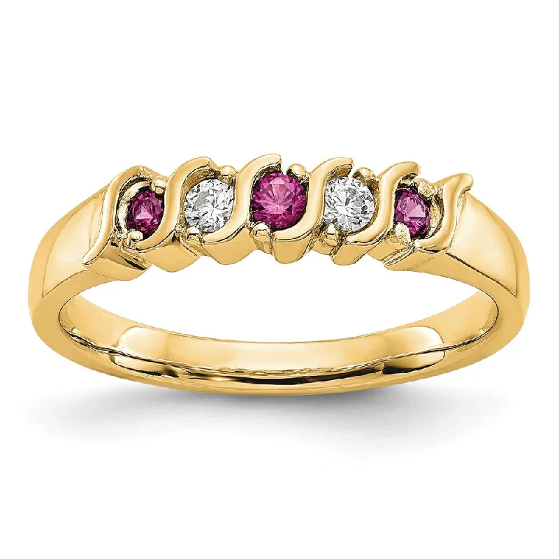 Amethyst Gemstone Rings in a Vintage - Style Setting10k Yellow Gold Diamond w/Ruby Band