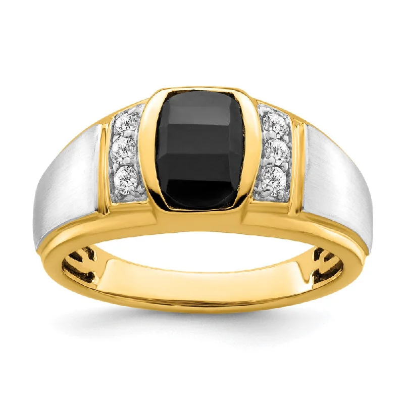 Ruby Gemstone Rings with Diamond Accents14k Two-tone Gold Two-tone Onyx and Diamond Mens Ring