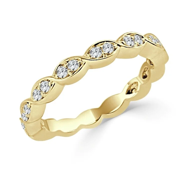 Three - Stone Diamond Rings with Princess - Cut DiamondsJoelle Diamond Ring 14k Yellow Gold 1/3 ct TDW 3/4 Way Around Band