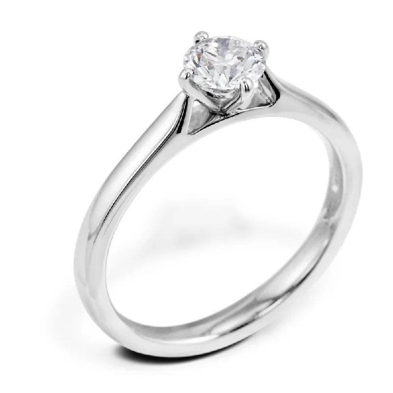 Solitaire Diamond Rings in Platinum SettingsThe Willow Platinum Round Brilliant Cut Diamond Solitaire Engagement Ring