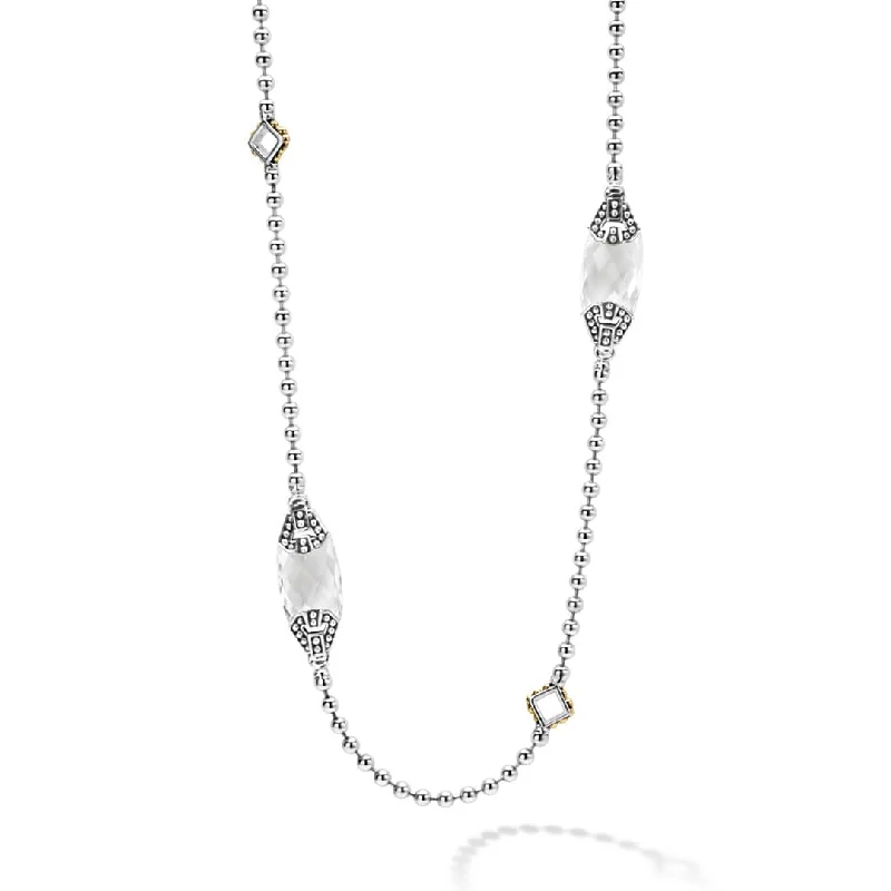 Sapphire Gemstone Rings in a Cathedral SettingCaviar Color Six Station White Topaz Necklace