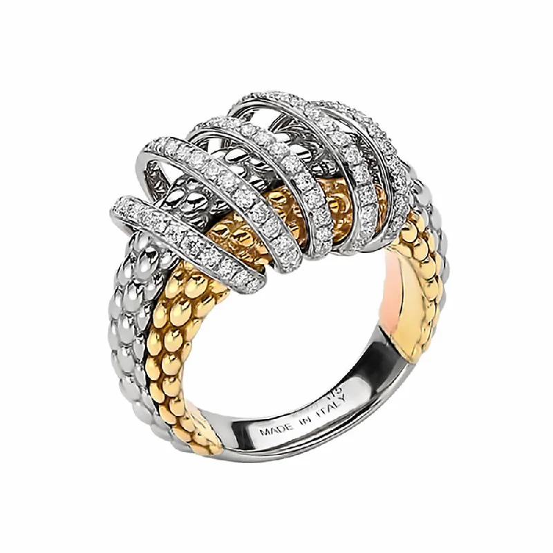 Vintage - Inspired Diamond Rings with Filigree WorkFOPE 18ct Three Tone Gold Solo MiaLuce 0.70ct Diamond Ring 65106AX_PB_4_XBX